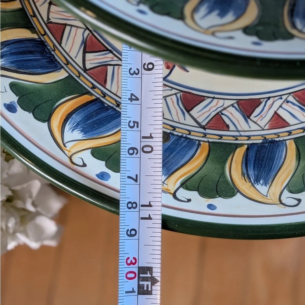 Tabletops Unlimited Deruta 2 Tier Serving Stand Italian Hand Painted Ceramic - Picture 8 of 8